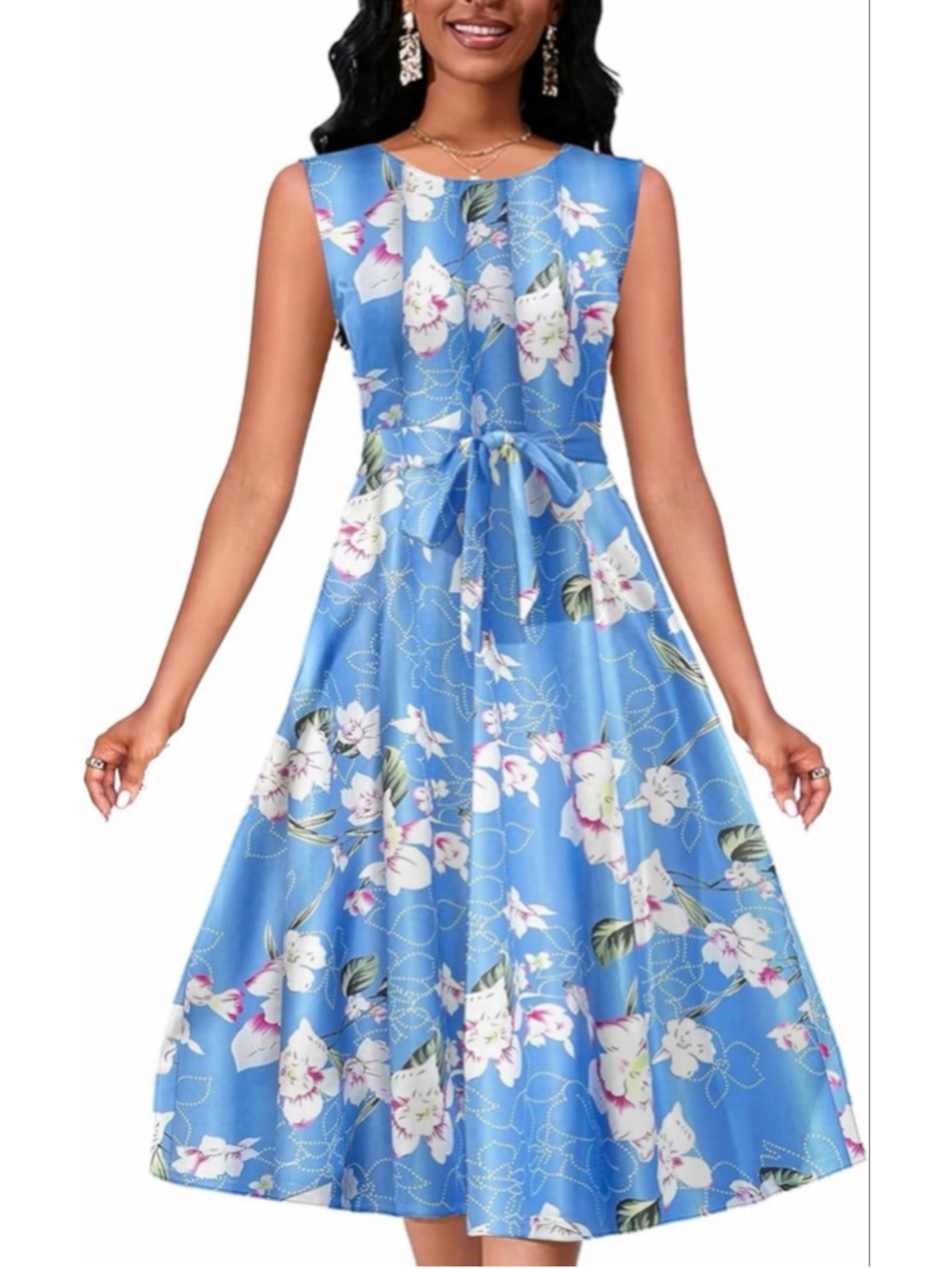 NEW PerZeal Floral Printed Sleeveless Dress Round Neck 2X